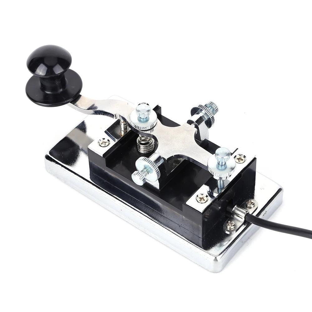 HY-K4 Stainless Steel CW Telegraph Shortwave Radio CW Telegraph Key Morse Key Shortwave Radio Communication Teaching Aids