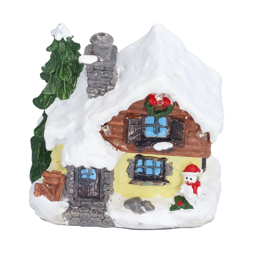 Christmas Decorations Winter Snow Christmas Houses Miniature Indoor Village Building Santa Houses Decor with Warm LED Light