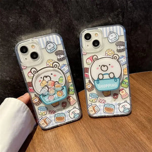 Ins Korean Cute Snacks White Bear Holder for IPhone Bracket Grip Tok Cartoon Magnetic Wireless Charge Phone Stand Phone Support