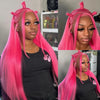 40 Inch Hot Pink Transparent Lace Front Wig Human Hair 13x6 Lace Frontal Wigs For Women Long Straight Colored Human Hair Wigs