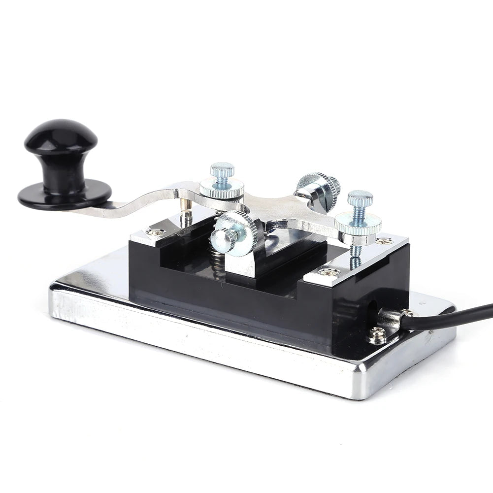 HY-K4 Stainless Steel CW Telegraph Shortwave Radio CW Telegraph Key Morse Key Shortwave Radio Communication Teaching Aids
