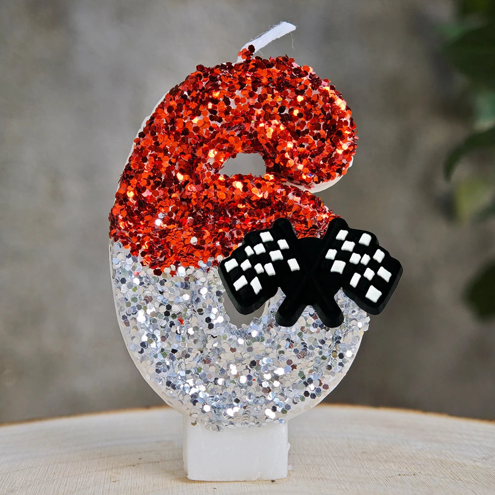 Mcqueen Candles Anime Cake Decor Theme 0-9 Number Candles Birthday Party Cake Topper Kids  Baby Shower  Gift Supplie