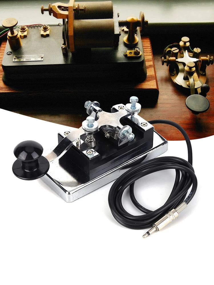 HY-K4 Stainless Steel CW Telegraph Shortwave Radio CW Telegraph Key Morse Key Shortwave Radio Communication Teaching Aids