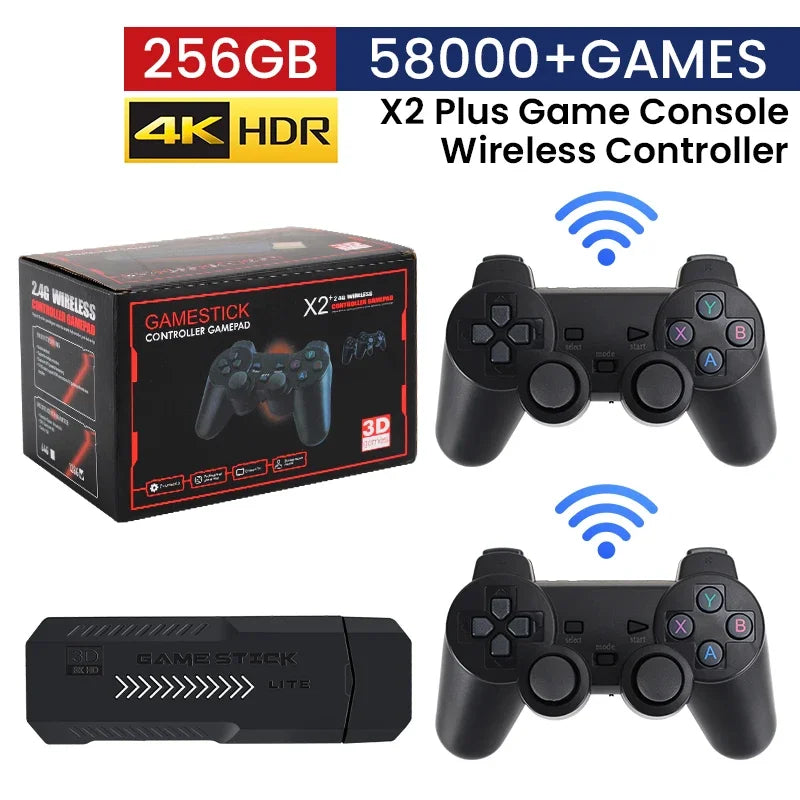 BOYHOM X2 Plus 256G 58000 Game 4K Game player 3D HD Retro Video Game Console Wireless Controller TV 50 Emulator For Kids Gifts