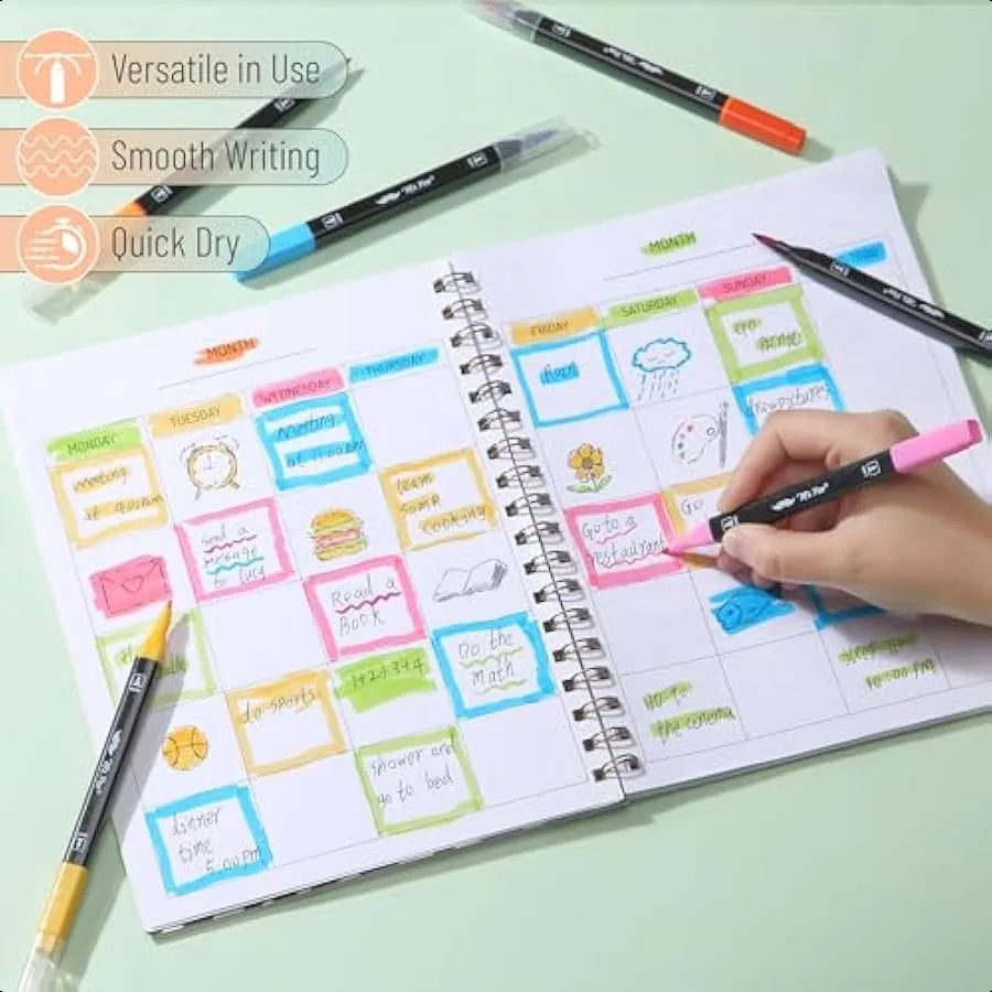 Easter Basket Essentials Dual Tip Brush Pens 12 pcs Vibrant Colors Brush and Fine Tip Marker Dual Tip Markers Art Markers for A