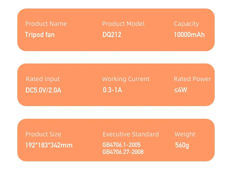 10000mAh Camping Fan Rechargeable Desktop Portable Circulator Wireless Ceiling Electric Fan with Power Bank LED Lighting