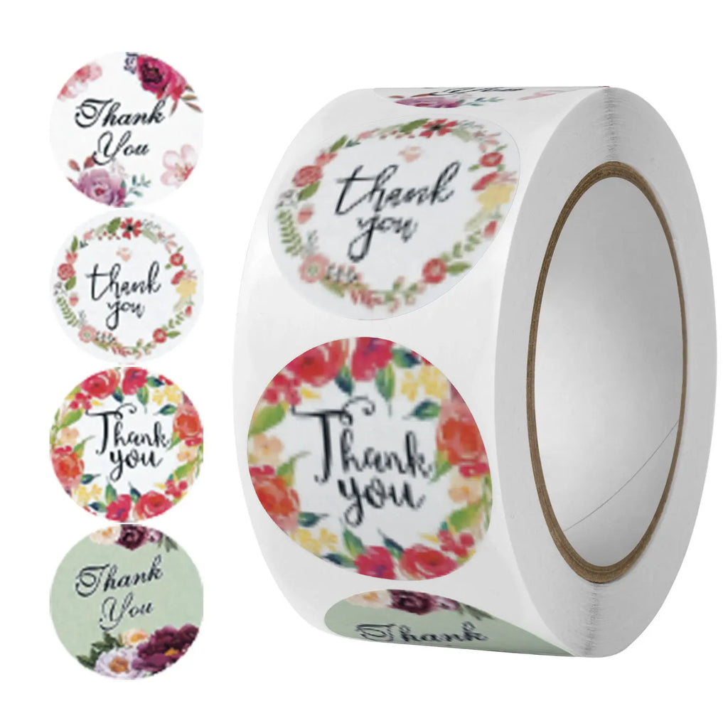 500pcs Labels Roll Flower Thank You Stickers Scrapbooking For Gift Decoration Stationery Sticker Seal Label Handmade Sticker