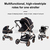 Luxurious 3 in 1 Baby Stroller Portable Travel Baby Carriage Folding Prams Aluminum Frame High Landscape Car for Newborn Baby BLACK