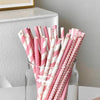 25PCS Party Straws For Juice Cocktails Smoothies Birthday Wedding Christmas Decorations Biodegradable Pink Paper Straws