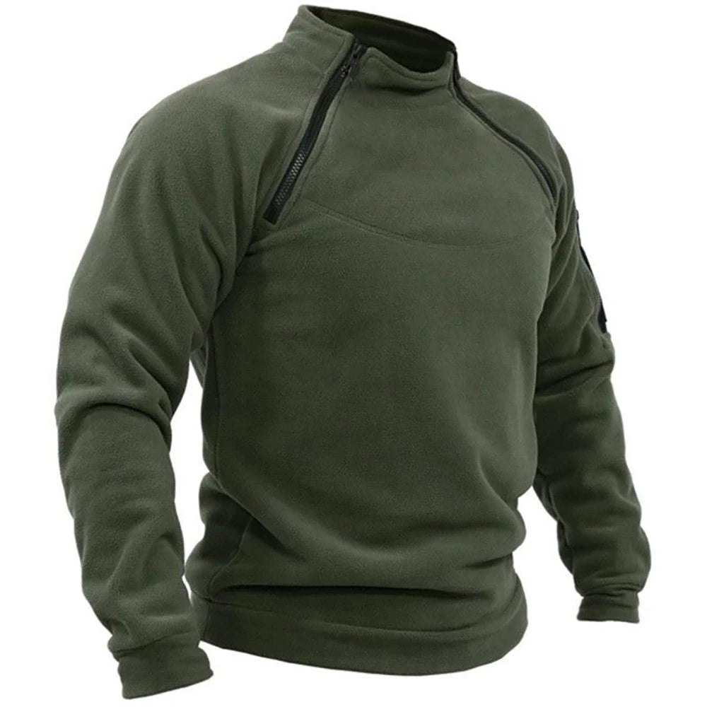 Men's Tactical Hoodies Military Outdoor Pullover Long Sleeve Zippers Pullove Fleece Windproof Thermal for Hiking Camping Army