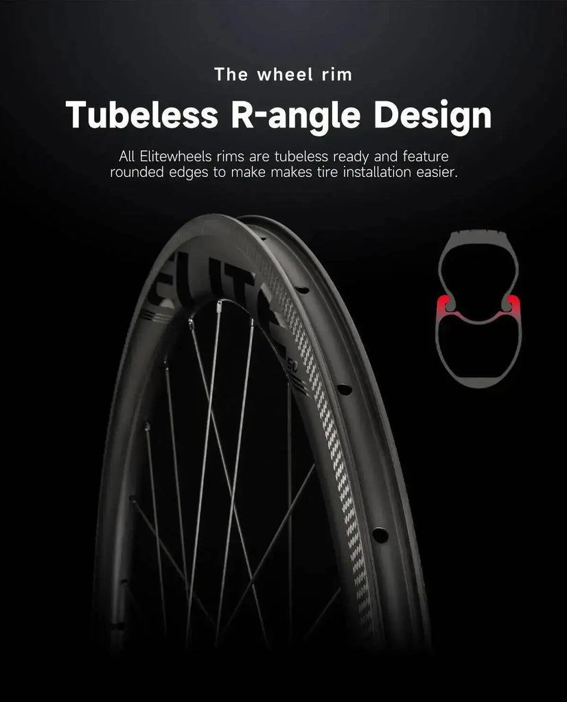 ELITEWHEELS 700c Road Carbon Wheels UD Finish UCI Quality Carbon Rim Tubeless Ready Pillar Nipple 1423 Spokes Racing Wheelset