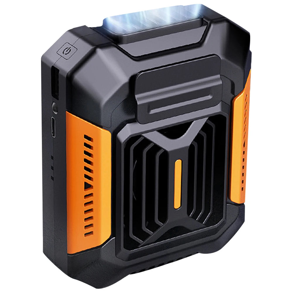 Portable Waist Fan 4000mAh Rechargeable Hanging Neck Fan Personal Wearable Belt Clip Fan with LED Flashlight for Outdoor Camping