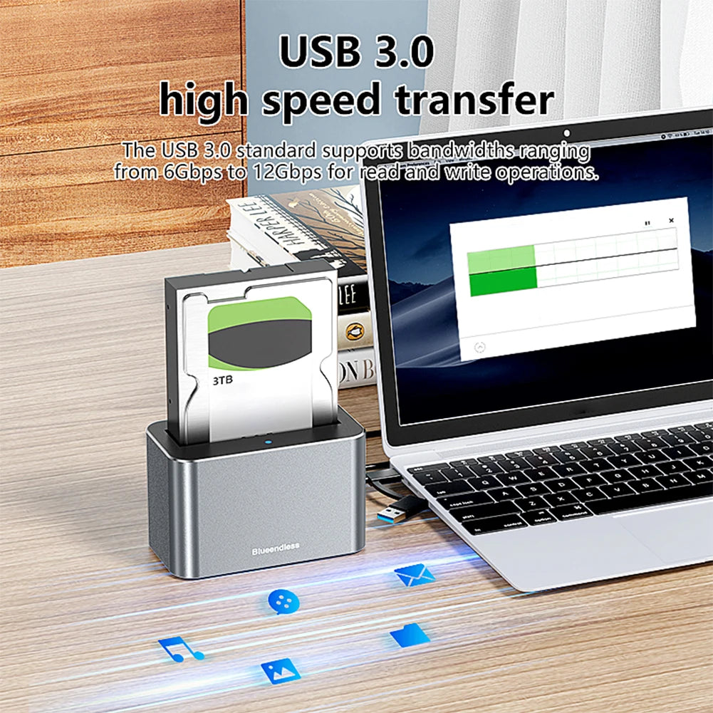 Hard Drive Dock SAS To USB 3.0 Adapter Support Up To 20TB USB External Disk Box Enclosure Case for 2.5/3.5 in SATA/SAS HDD SSD