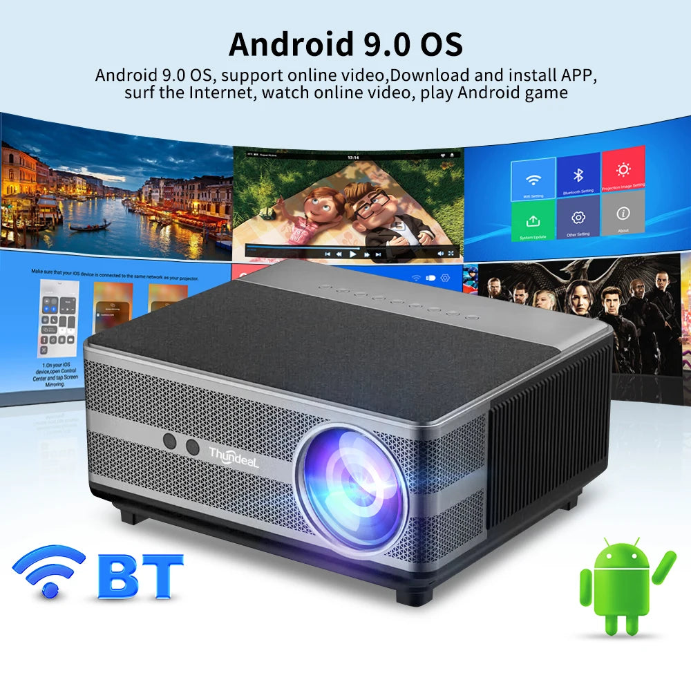 ThundeaL Full HD 1080P Projector TD98W for 2K 4K Video Audio WiFi Android Home Theater TD98 Cinema Beam Projector PK DLP Beamer