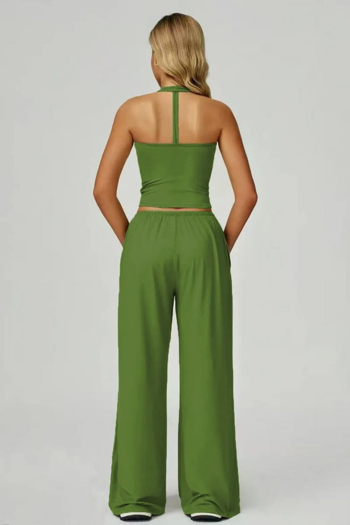 European and American fashion women's trousers set comfortable wide-leg trousers set loose casual pants women's sports fitness e