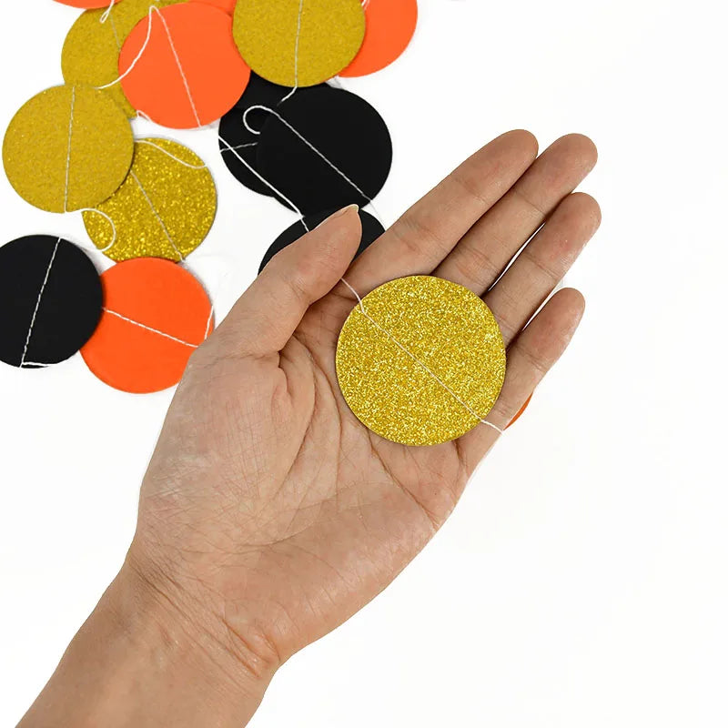 Autumn Leaves Maple Garlands Round Paper Thanksgiving Banner String Home Birthday Party Holiday DIY Wall Fireplace Hanging Decor