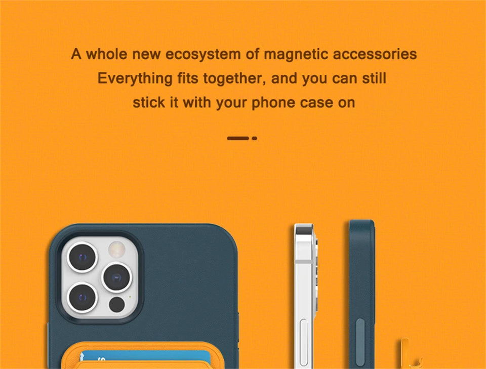 For Magsafe Leather Magnetic Wallet Case For iPhone 14 12 15 13 Pro Max Magnetic Card Bag Cover Samsung S23 S22 Ultra Accessory