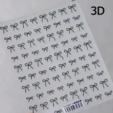 Load image into Gallery viewer, Lovely Gold Silver Black White Line Bowknot 3D Self Adhesive Nail Art Decorations Stickers Ribbon Cute Manicure Decals Wholesale