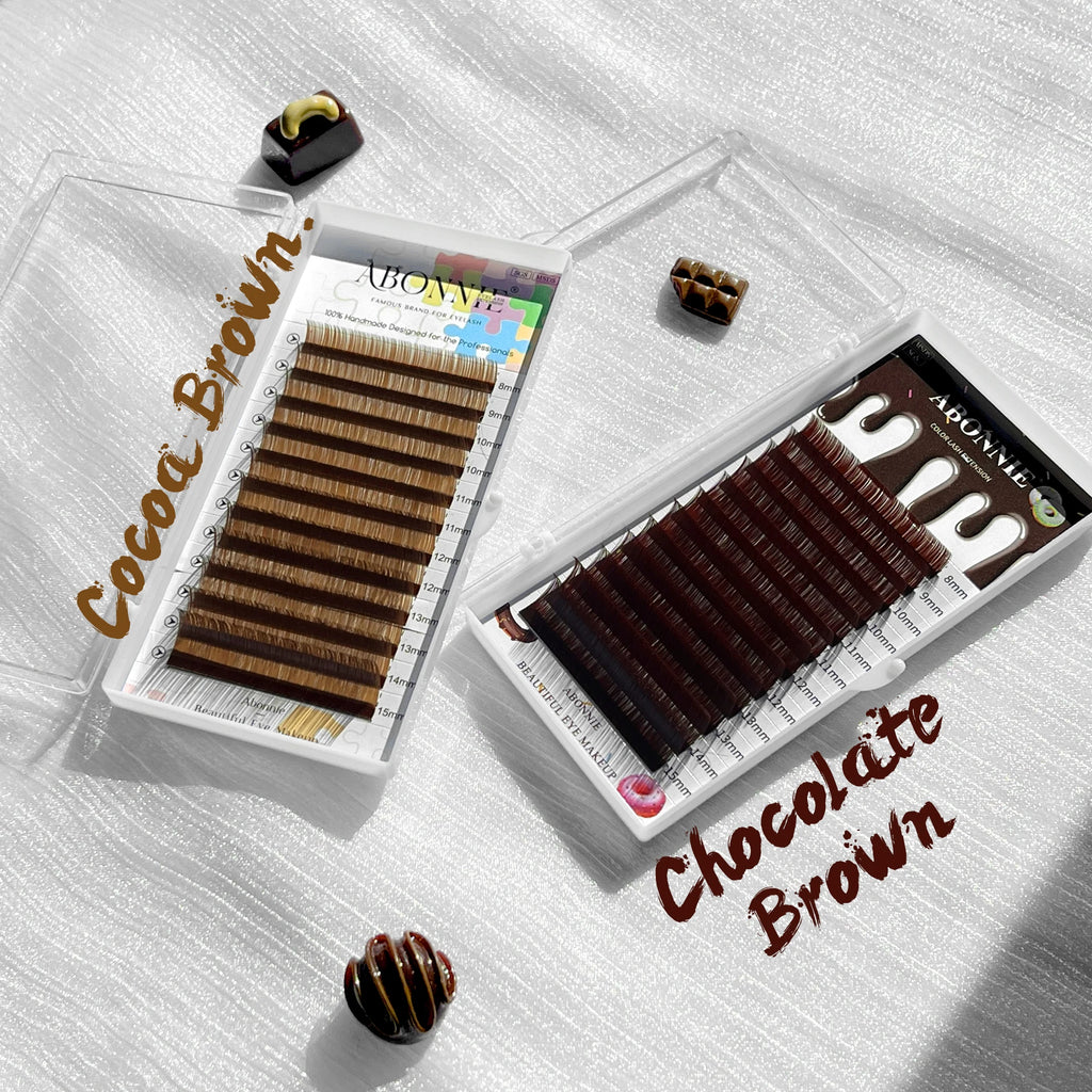 ABONNIE Cashmere Brown C/CC/D/M/L Curl Individual Classic Eyelashes Extensions Cocoa Brown Lashes Extensions