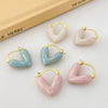 2pc Heart Golden Alloy Earrings Drip Glaze Process Imitation Pearl Color Beautiful Women's New Advanced Sense Y2k Unique Sexy