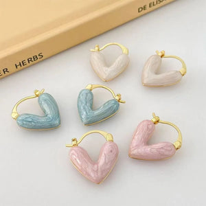 2pc Heart Golden Alloy Earrings Drip Glaze Process Imitation Pearl Color Beautiful Women's New Advanced Sense Y2k Unique Sexy