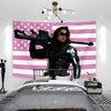 Bucky Barnes Flag Tapestry Pink American Flags Banner Aesthetic Wall Art Decor Bedroom Home Decor Background Cloth Festival Gift