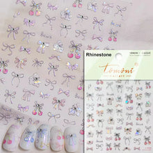 Load image into Gallery viewer, Lovely Gold Silver Black White Line Bowknot 3D Self Adhesive Nail Art Decorations Stickers Ribbon Cute Manicure Decals Wholesale