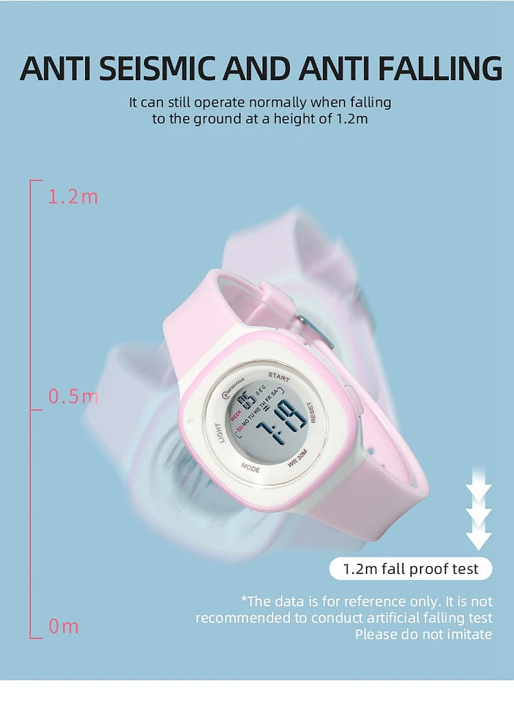 Children Watches Waterproof Purple Digital Kids Watch For Boys Girls Fashion Student Electronic Wristwatch Alarm Clocks