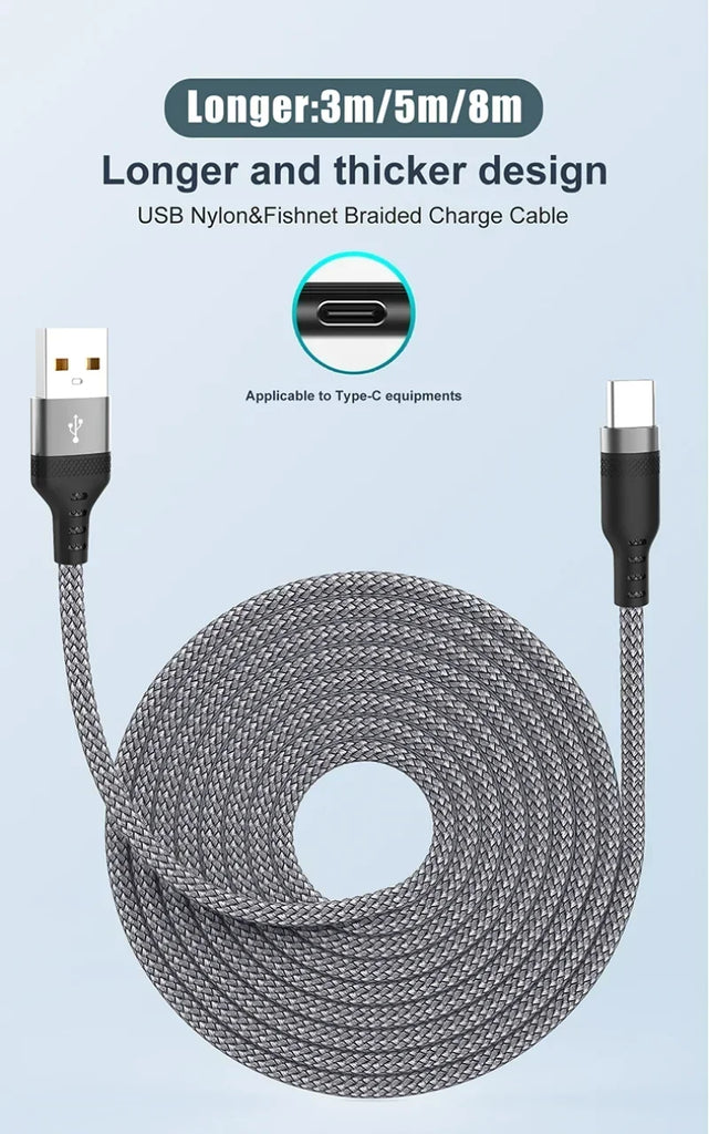 6A USB TYPE C Fast Charge Cable USB C Extend Charging Cable For IPhone 15 16 Huawei Samsung Xiaomi Quick Charging Phone Cable