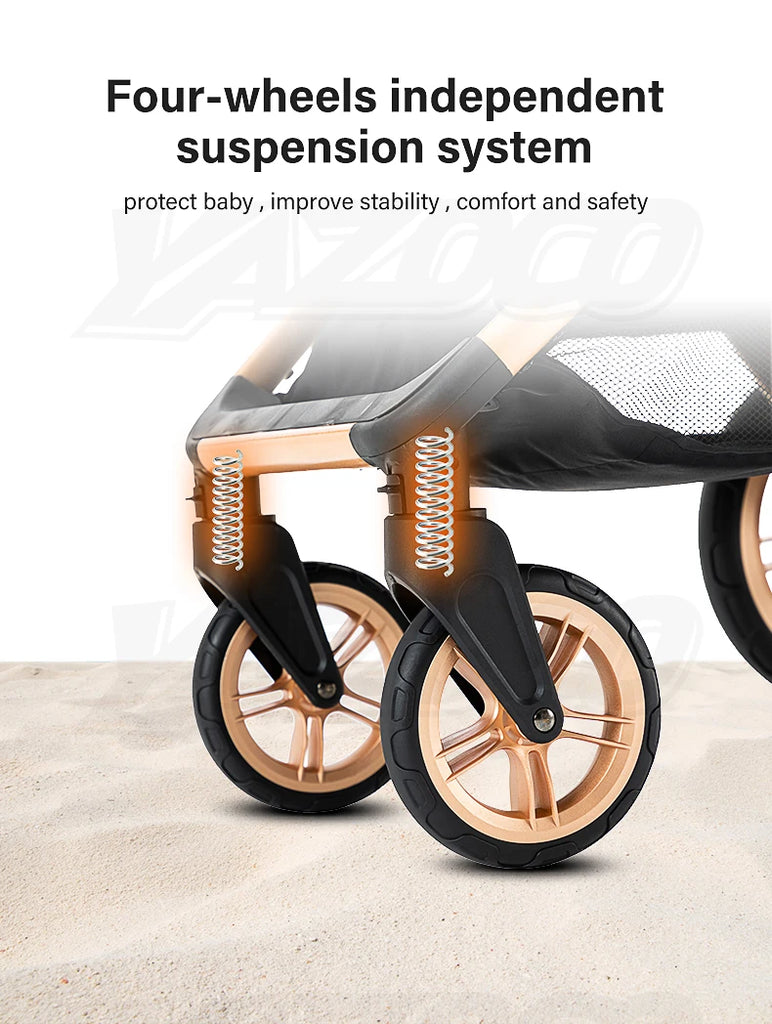 Luxury Baby Stroller 3 in 1 Newest Easy Folding Multifunctional Stroller Travel Portable Baby Carriage Safety Seat EU Standard