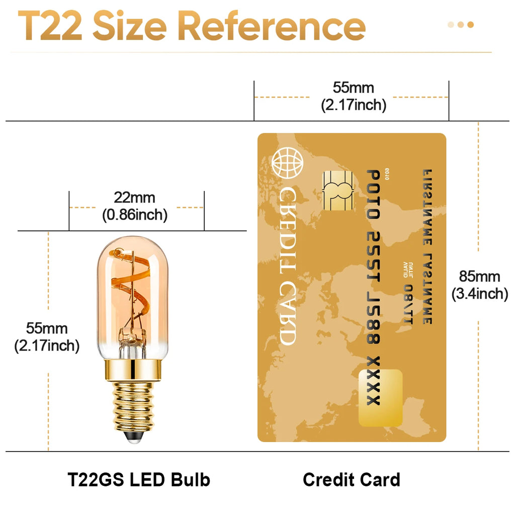 Dimmable T22 E14 Led Bulb 220V 1.5W Edison Spiral Filament Lamp Warm White Salt Lamps Retro Night Lights Mini Tube Light Decor