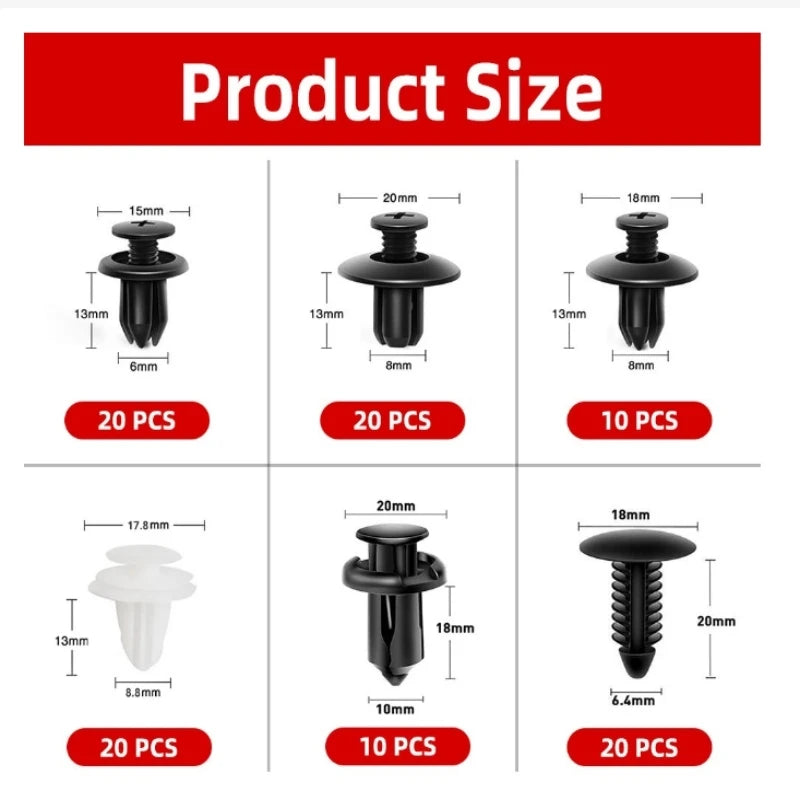 GM Rivet OPP Bag Or Box 6 Kinds of Auto Parts Quick Fastening Plastic Buckle 100 Pieces Mixed