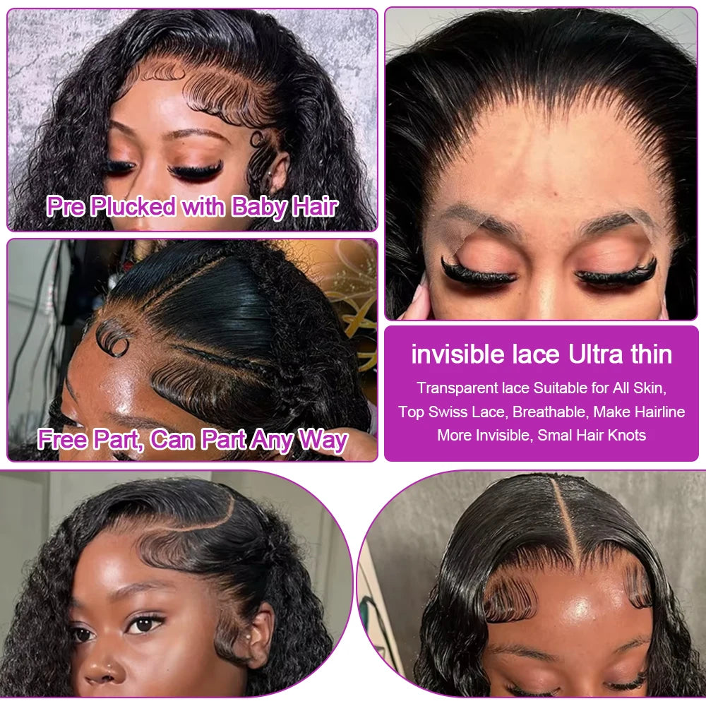 40 46 Inch Deep Wave 13x6 13x4 Hd Lace Front Human Hair Wig 250 Density Water Curly 360 Lace Frontal Wigs Human Hair For Women