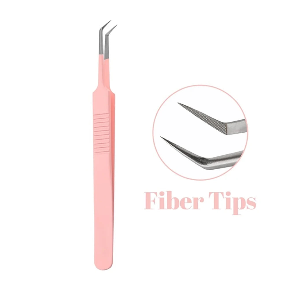 Fadvan Tweezers for Lashes Extension Fiber Tips Stainless Steel Makeup Tweezers Anti-static Free Print Your Logo
