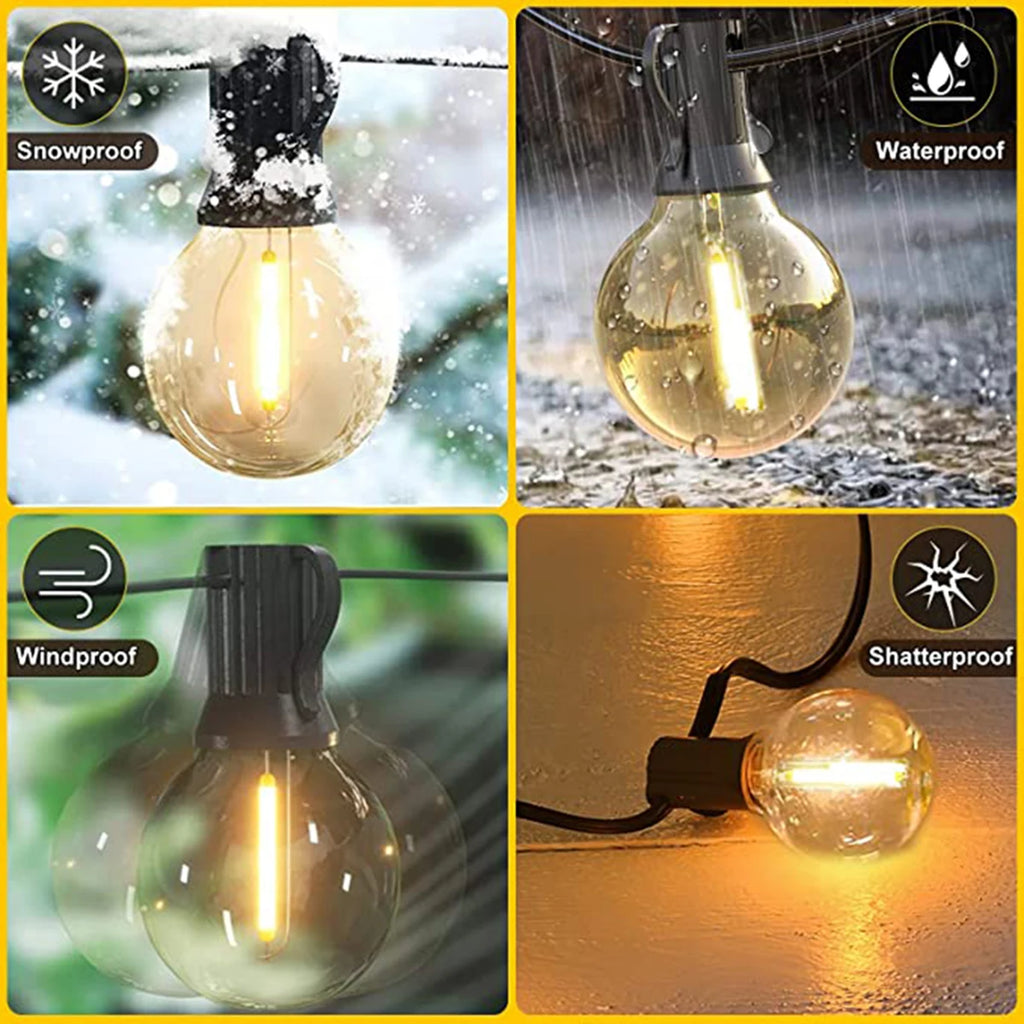 7-25M Festoon Solar LED Globe G40 String Light Fairy Outdoor For Christmas Party Garden Decor Garland Lamp Street Patio Backyard