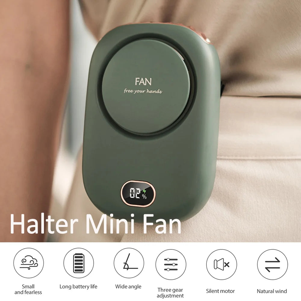 Hanging Neck Fan Portable Mini Fans with Adjustable Lanyard Bladeless USB Rechargeable Sports Cooling Fan for Kids Travel
