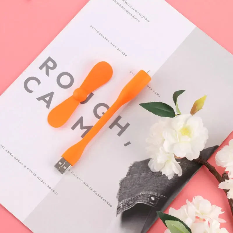 USB Electric Fan Flexible Bendable Fan For Power Bank Laptop PC AC Charger Portable Hand Cool Mini Fan Computer Summer Gadget