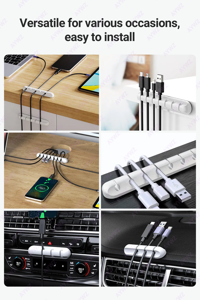 Adhesive Cable Holder Clips Cord Management Wire Organizer for Desktop USB Charging Cable Nightstand Power Cord Mouse Cable 1pc