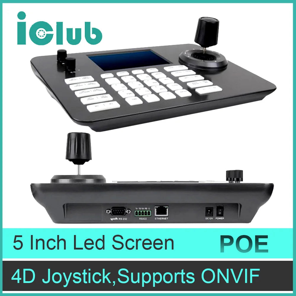PTZ Controller 5 Inch LCD Screen Decoding H.264 and H.265 Network Support POE Support ON VIF 4D Joystick Decoding Keyboard