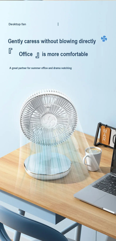 Fans Portable Desktop Fan Home Office Dormitory USB Rechargeable Small Electric Fan Air circulators High Wind Table Fan 7200mAh