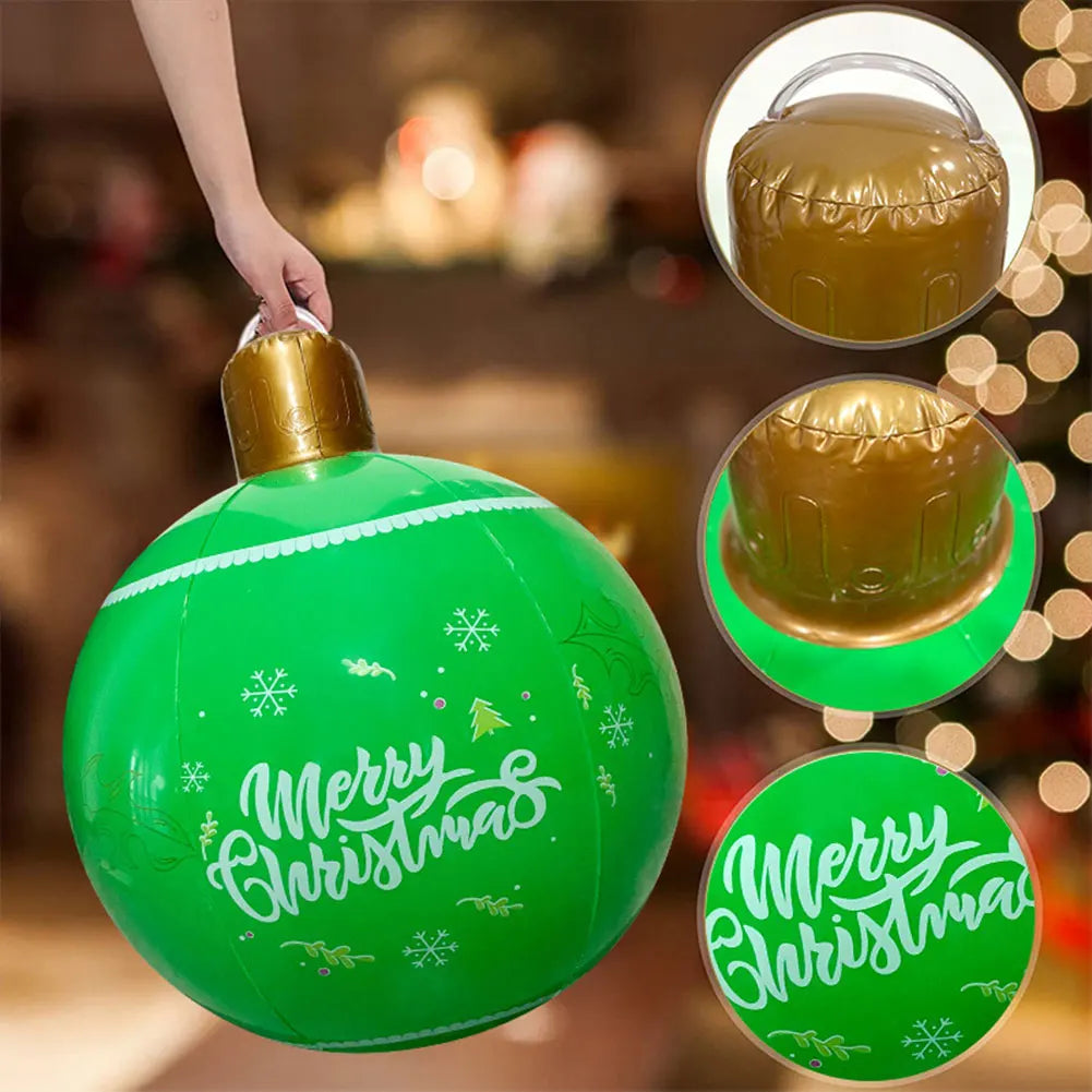 24 Inch PVC Inflatable Christmas Ball Outdoor Christmas Decorations Christmas Decorations Ball Holiday Yard Lawn Porch Decor