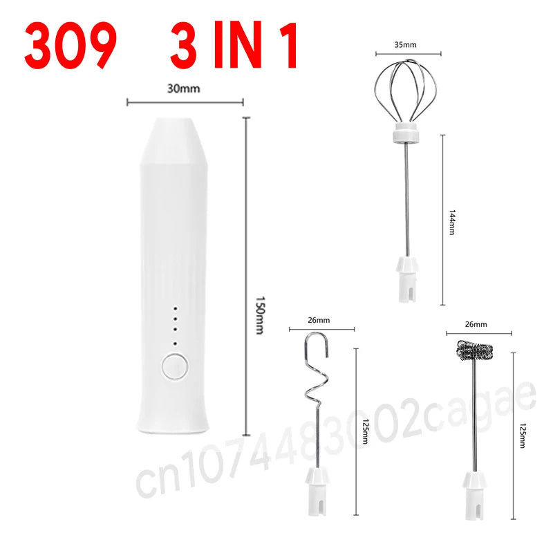 HOT  Electric Milk Frother + Egg Beater Wireless Type-C Charging 3 Speeds Mini Handheld Foam Maker Coffee Whisk Cooking Tools