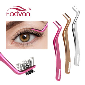 1PC Eyelash Tweezer Stainless Steel Anti-Static Eyelash Extensions tweezers Makeup Tools