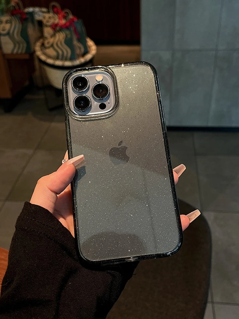 Luxury Bling Glitter Clear Phone Case for iPhone 16 15 14 13 12 11 Pro Max Plus Mini Silicone Soft Transparent Bumper Cover