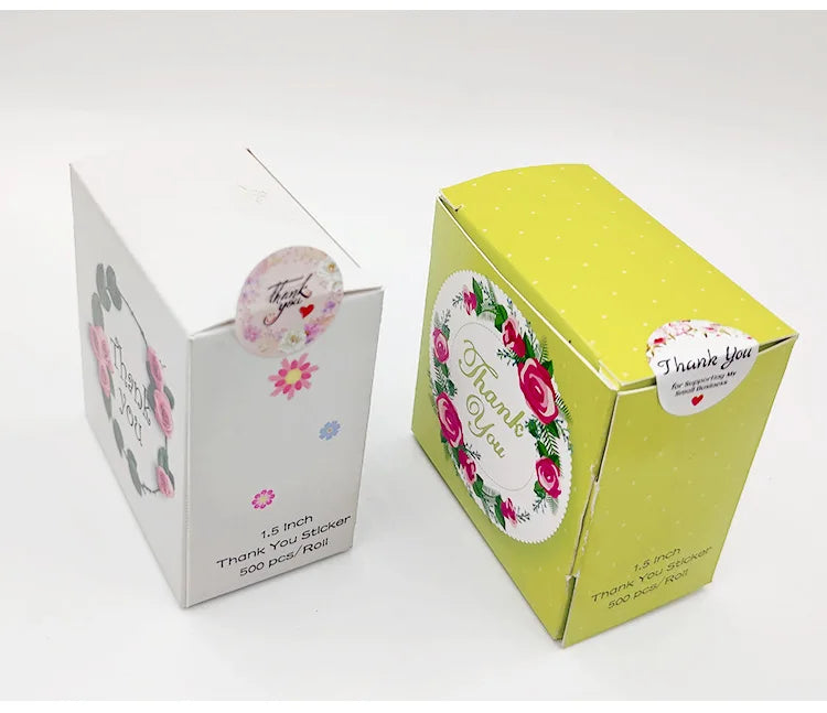 500pcs Labels Roll Flower Thank You Stickers Scrapbooking For Gift Decoration Stationery Sticker Seal Label Handmade Sticker