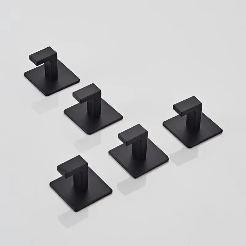 1-4pcs Bathroom Adhesive Wall Black Robe Hooks Towel Hook Coat Holder Keys Clothes Hanger Bathroom Kitchen Hardware Accessories