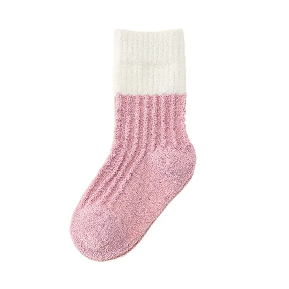 Winter Children Home Sleeping Socks  Indoor Socks Patchwork Color  Socks Mid Tube Socks Striped Socks Floor Socks