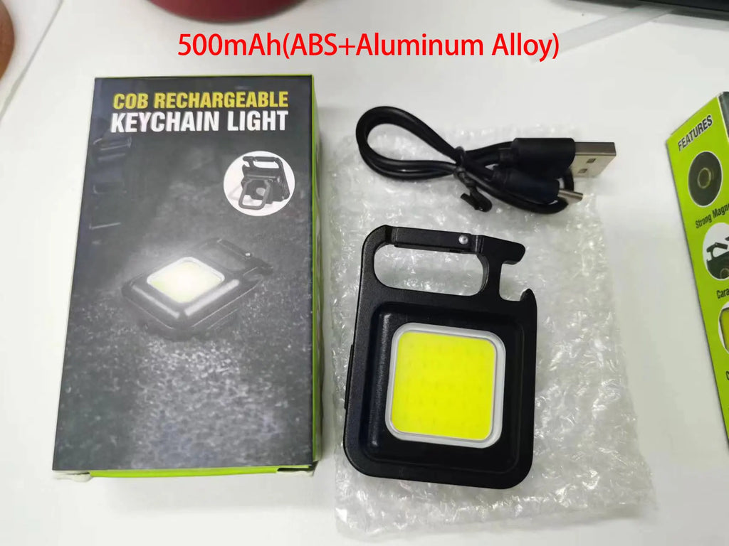 COB LED Mini Flashlight Super Bright EDC Keychain Light Outdoor Emergency Camping Pocket Lamp With Tail Magnet Corkscrew