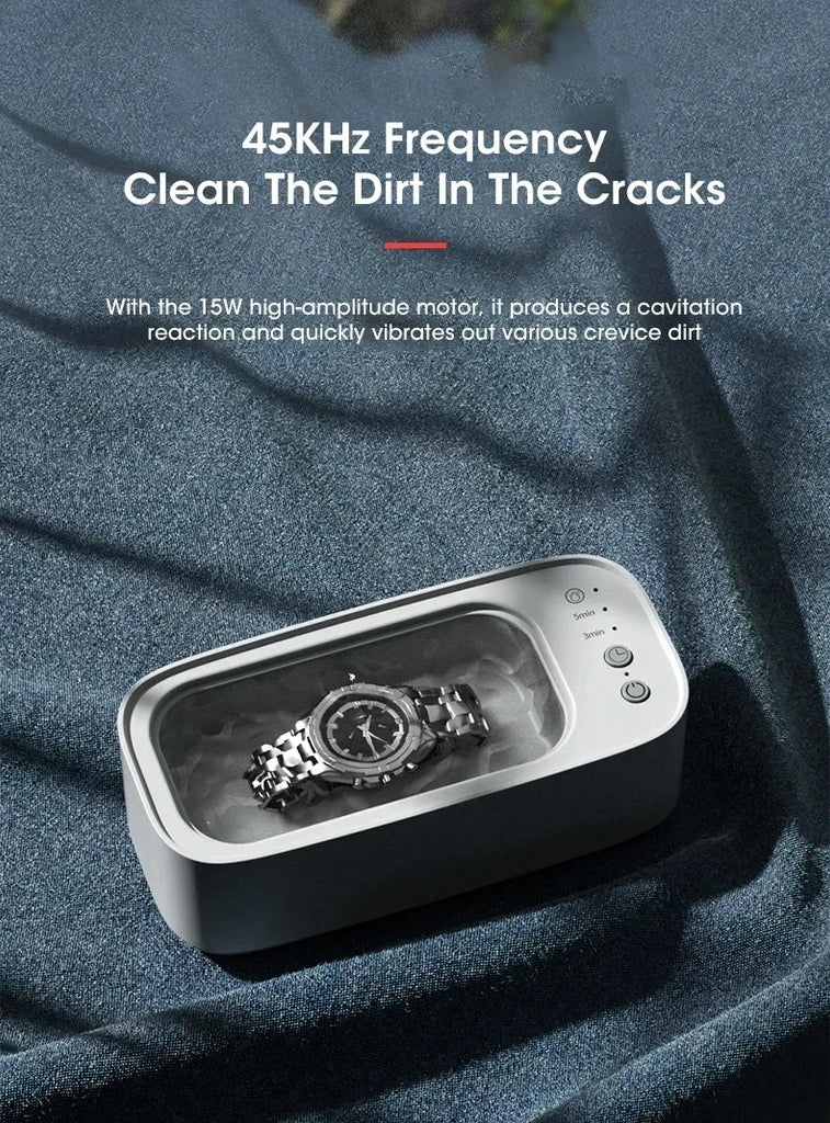 Ultrasonic Cleaning Machine Mini High-frequency Vibration Cleaning Adjustable Glasses Jewelry Pacifier Timed Cleaning Tool