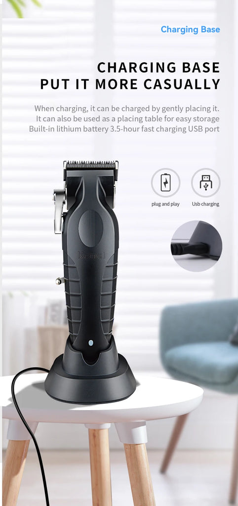 Kemei 2299 Barber Cordless Hair Trimmer 0mm Zero Gapped Carving Clipper Detailer Professional Electric Finish Cutting Machine